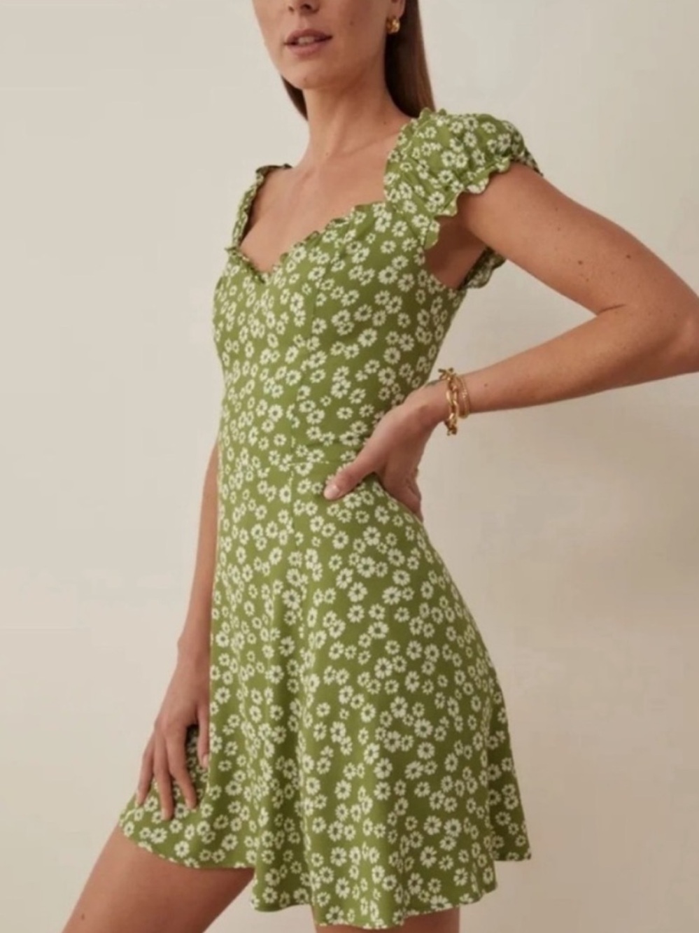 Reformation Pacey Mini Dress in Fennel New Size 12
